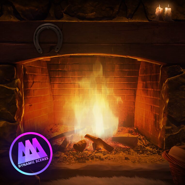Cozy Fireplace Nook Dynamic Scene